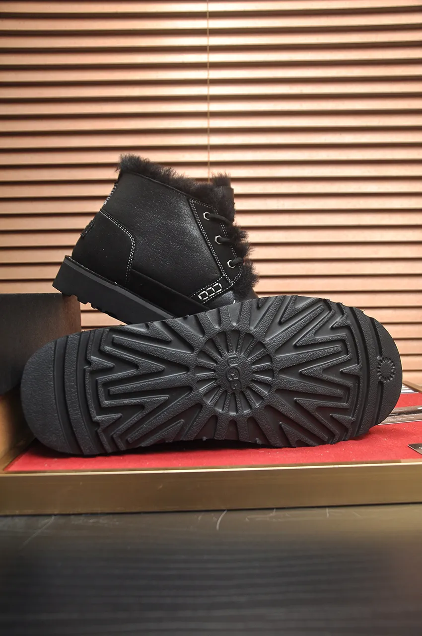 Men's shoes 💰640💶 [UGG] (full wool lining) top-end high-quality fur-in-one warm snow boots from Australia's warm luxury brand men's shoes, UGG-5877 official website synchronized, made of imported cowhide, carefully sewn...Imported rubber foam outsole (comfortable, soft, wear-resistant) The quality is really great...Exquisite workmanship, you can't put it down at first sight, available in sizes 39-44